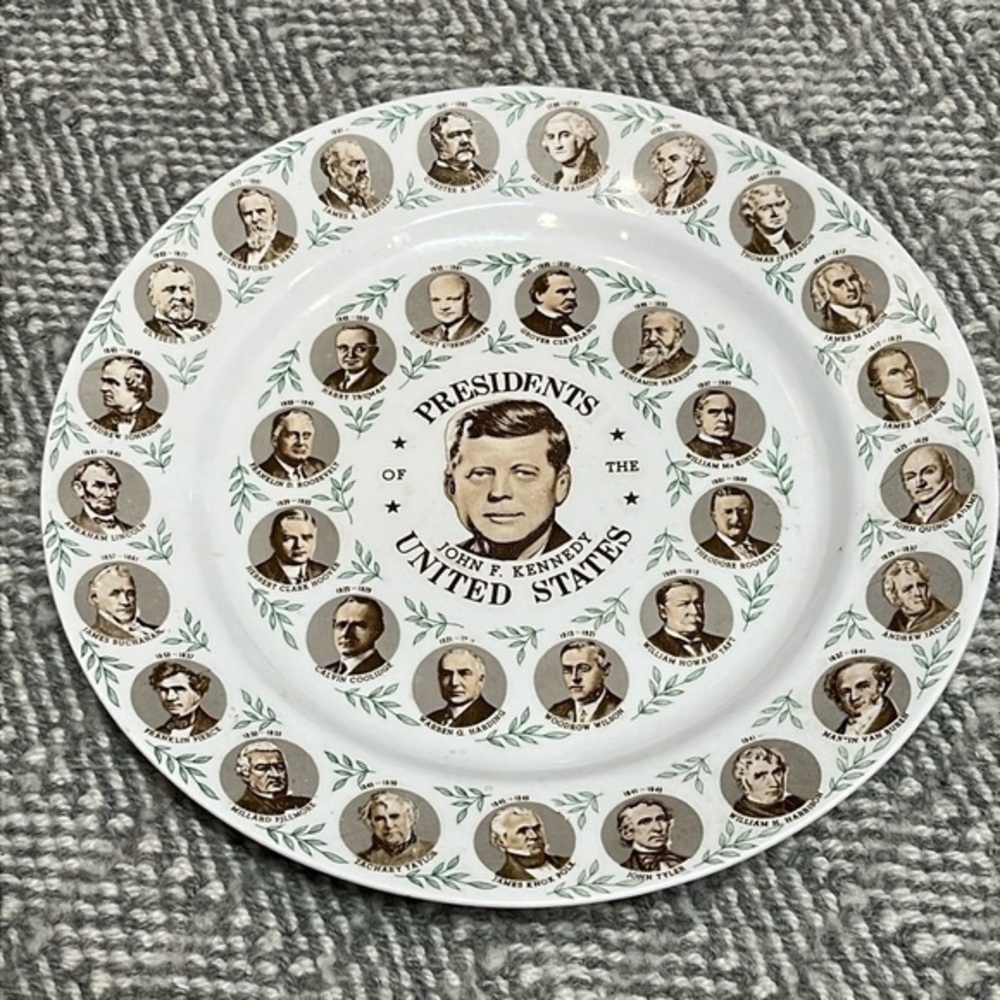 Vintage‎ 1960's John F Kennedy Collector ceramic Plate US Presidents 34th JFK.